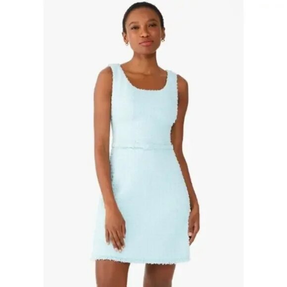 kate spade Dresses & Skirts - Kate Spade Dress 14 Light Blue Boucle Mini Fit Flare Sleeveless Feminine